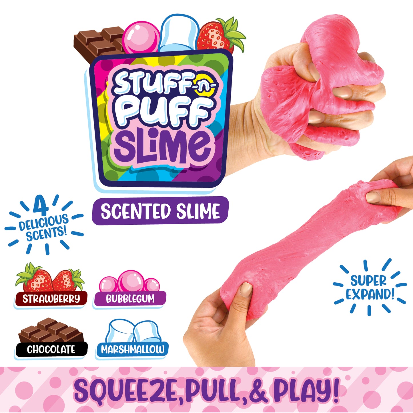 ITEM NUMBER 022897 STUFF-N-PUFF-N SQUEEZE SLIME 12 PIECES PER DISPLAY