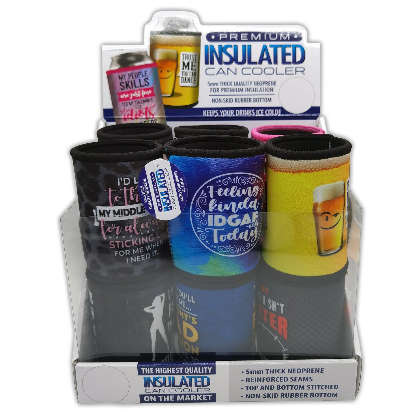 ITEM NUMBER 023136 5MM CAN COOLER 12 PIECES PER DISPLAY