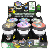 Printed Lid Butt Bucket Ashtray with USB Coil Lighter & LED Light- 6 Pieces Per Retail Ready Display
