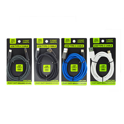 ITEM NUMBER 023227 3FT CLOTH USB 3.1 USB-TO-USB-C CABLE 4 PIECES PER PACK