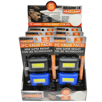 ITEM NUMBER 023389 HEAD LAMP COB FLASHLIGHT VALUE PACK 6 PIECES PER DISPLAY