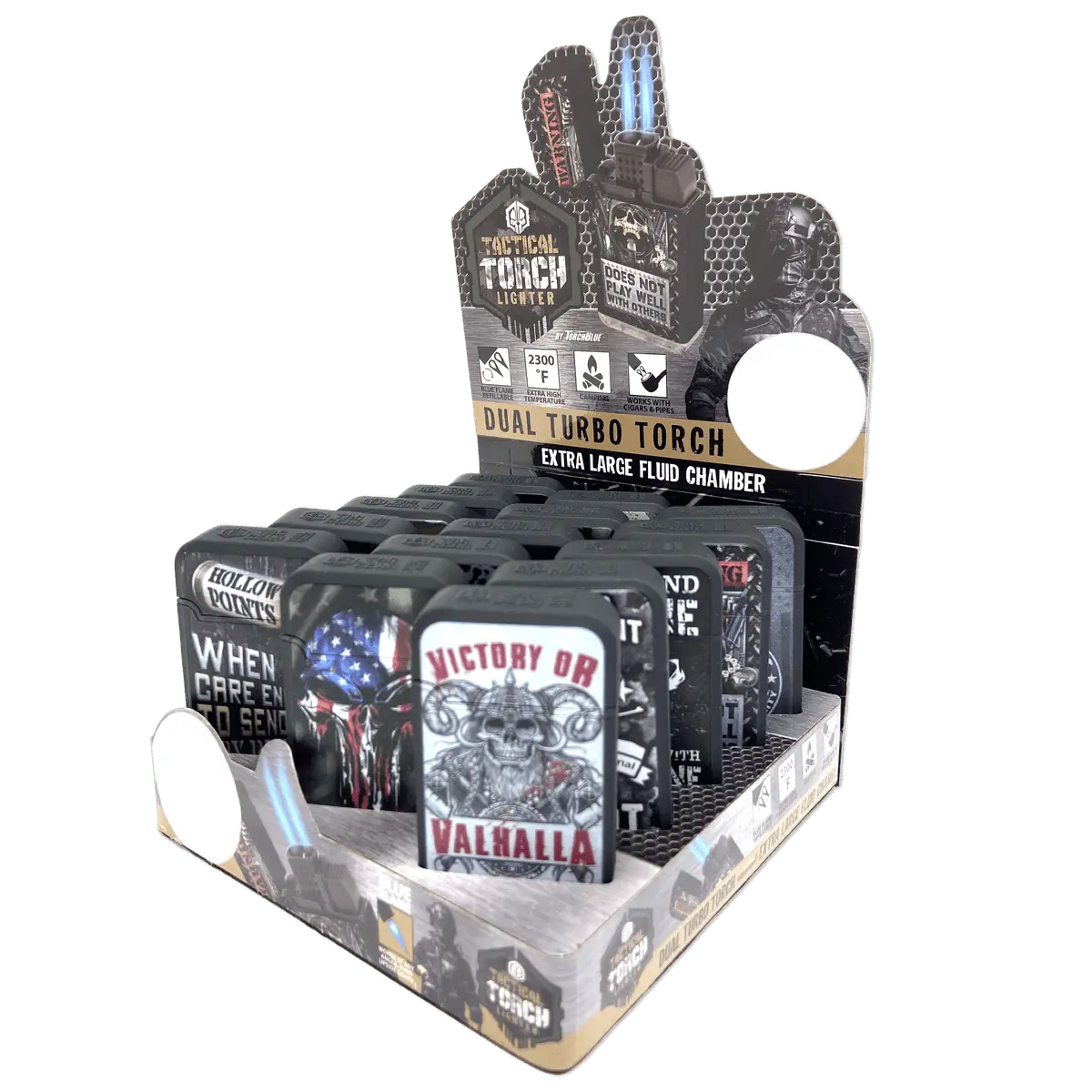 Patriotic Tac Gear Dual Torch Lighter - 15 Pieces Per Retail Ready Display 23644 - NOVELTY INC WHOLESALE