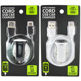 Car Charger USB Port with USB to USB-C Charging Cable Set - 2 Pieces Per Pack 24568