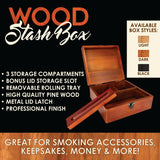 Large Wood Stash Box with Roll Tray- 3 Pieces Per Retail Ready Display 25899