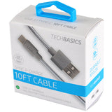 WHOLESALE 10FT USB-TO-USB-C 3.1 CHARGE CABLE TECH BASICS 5 PIECES PER PACK 26232