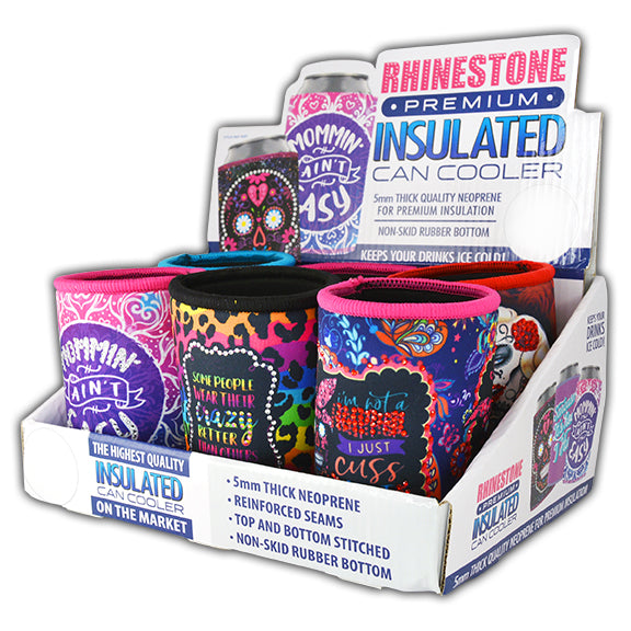 ITEM NUMBER 026471 RHINESTONE CAN COOLER 6 PIECES PER DISPLAY