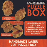 Wood Skull Puzzle Storage Box- 6 Pieces Per Retail Ready Display 23229