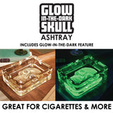 Glow In The Dark Skull Glass Ashtray- 5 Per Retail Ready Wholesale Display 40959