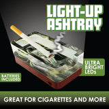 Glass Ashtray with LED Light Up Design- 6 Per Retail Ready Wholesale Display 41473