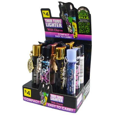 ITEM NUMBER 041507 THIN TUBE LIGHTER W/ CHARM 12 PIECES PER DISPLAY