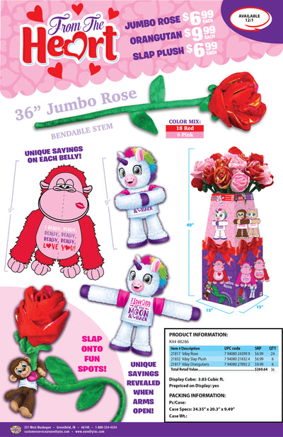 ITEM NUMBER 088286 FROM THE HEART VALENTINE'S DAY FLOOR DISPLAY 36 PIECES PER DISPLAY