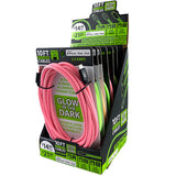 Charging Cable Glow In The Dark Assortment 10FT 2.4 Amp- 6 Pieces Per Retail Ready Display  88320
