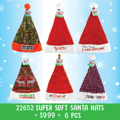 ITEM NUMBER 022652 SANTA WINTER HAT 6 PIECES PER DISPLAY