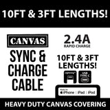 Canvas Charging Cable Assortment- 12 Pieces Per Retail Ready Display 88346