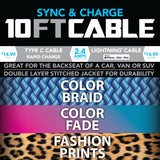 10ft Braided Sync & Charge Cable Assortment Floor Display- 36 Pieces Per Retail Ready Display 88385