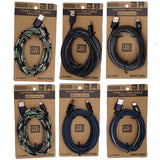 Charging Cable Canvas Assortment 9FT- 6 Pieces Per Retail Ready Display 88435