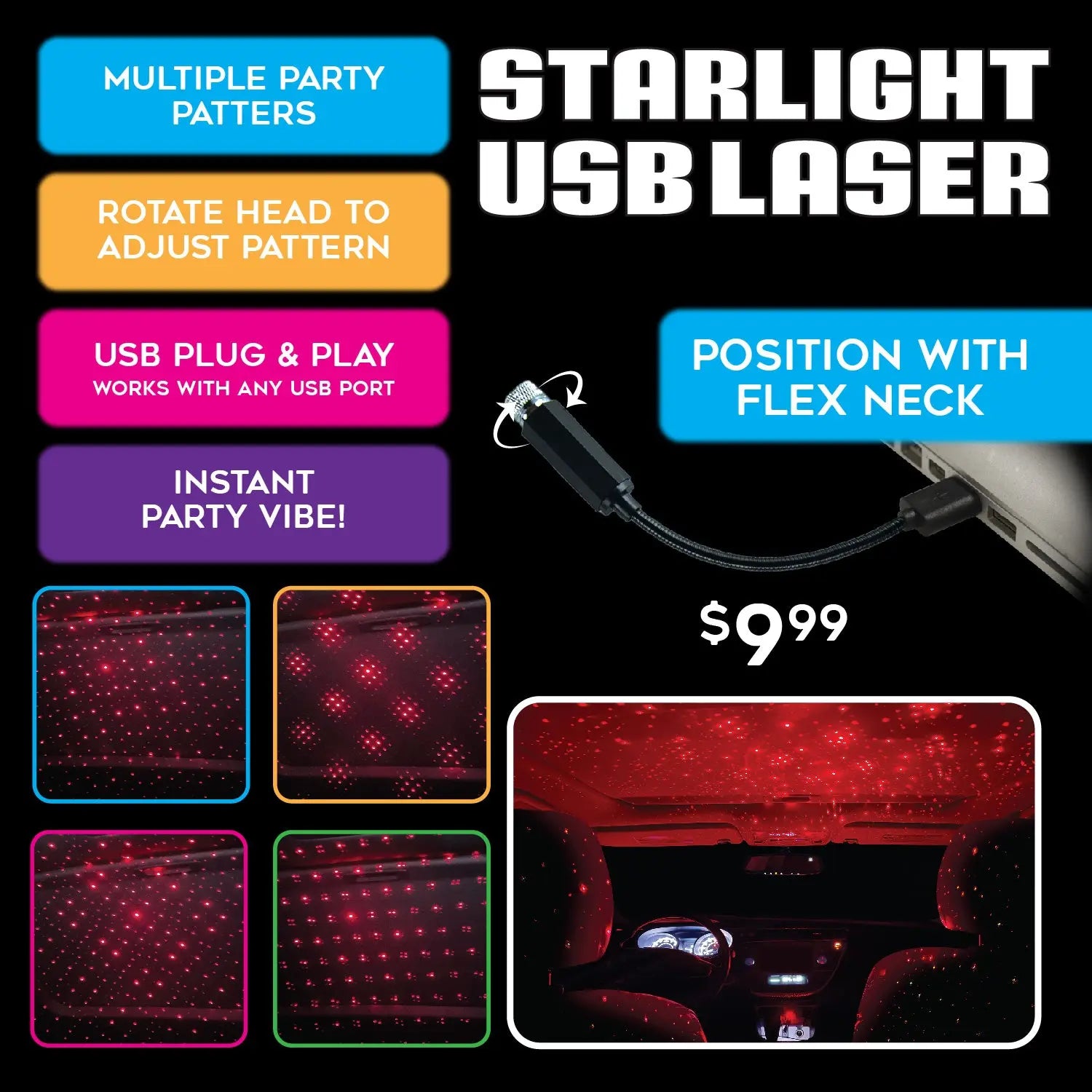 Car Lighting and Auto Accessories Assortment Floor Display - 40 Pieces Per Retail Ready Display 88467 CAR VIBEZ