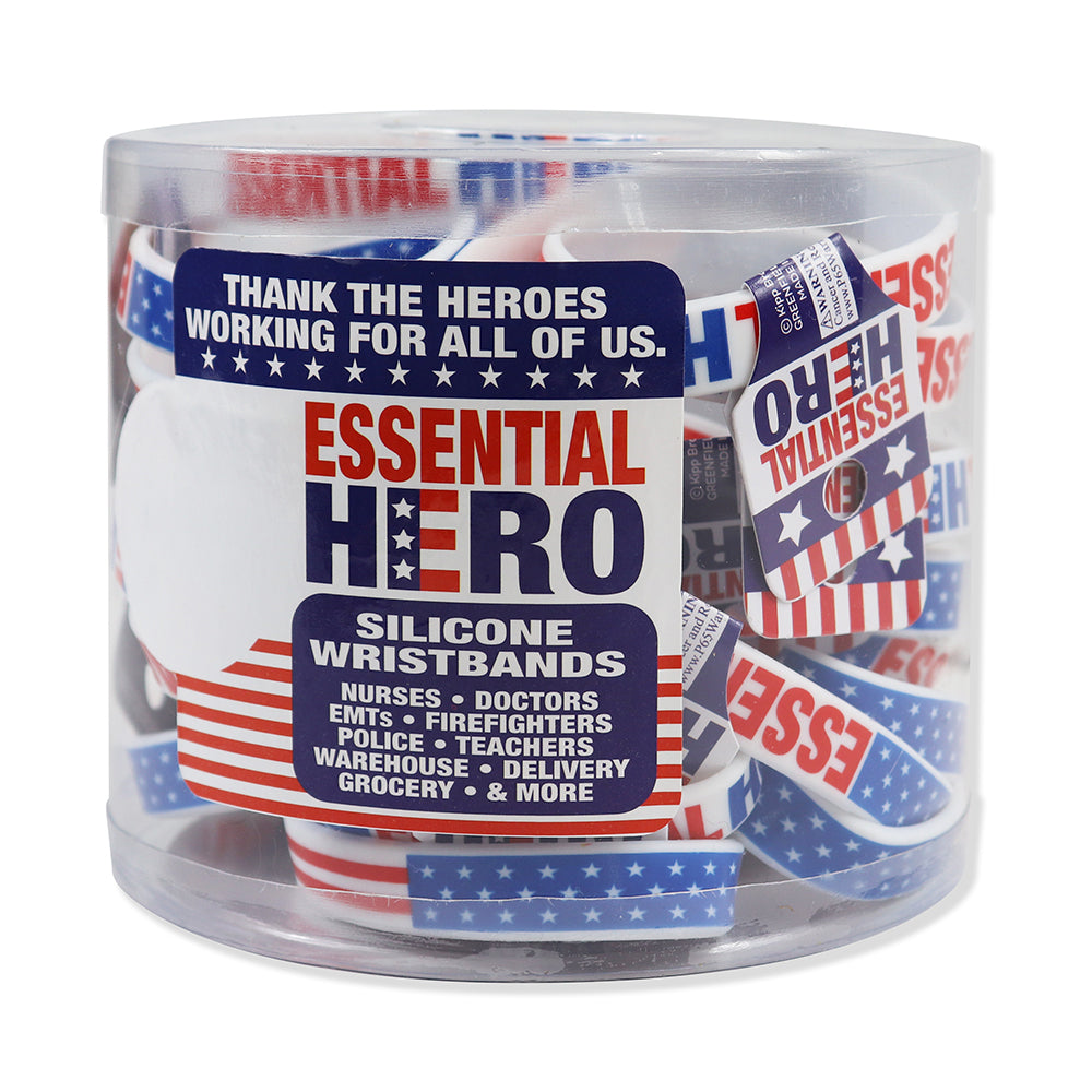 ITEM NUMBER KP4172 ESSENTIAL HERO SILICONE WRISTBAND 24 PIECES PER DISPLAY