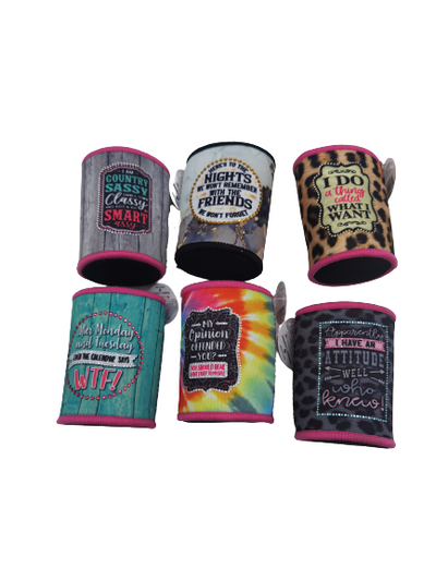 ITEM NUMBER 023133 RHINESTONE CAN COOLER 6 PIECES PER DISPLAY