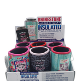 Neoprene Rhinestone Can & Bottle Cooler Coozie- 6 Per Retail Ready Display 23131