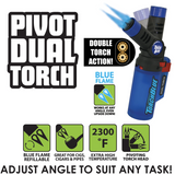 Pivot Head Dual Torch Lighter with Butane Refill Blister Pack- 12 Sets Per Pack 41535