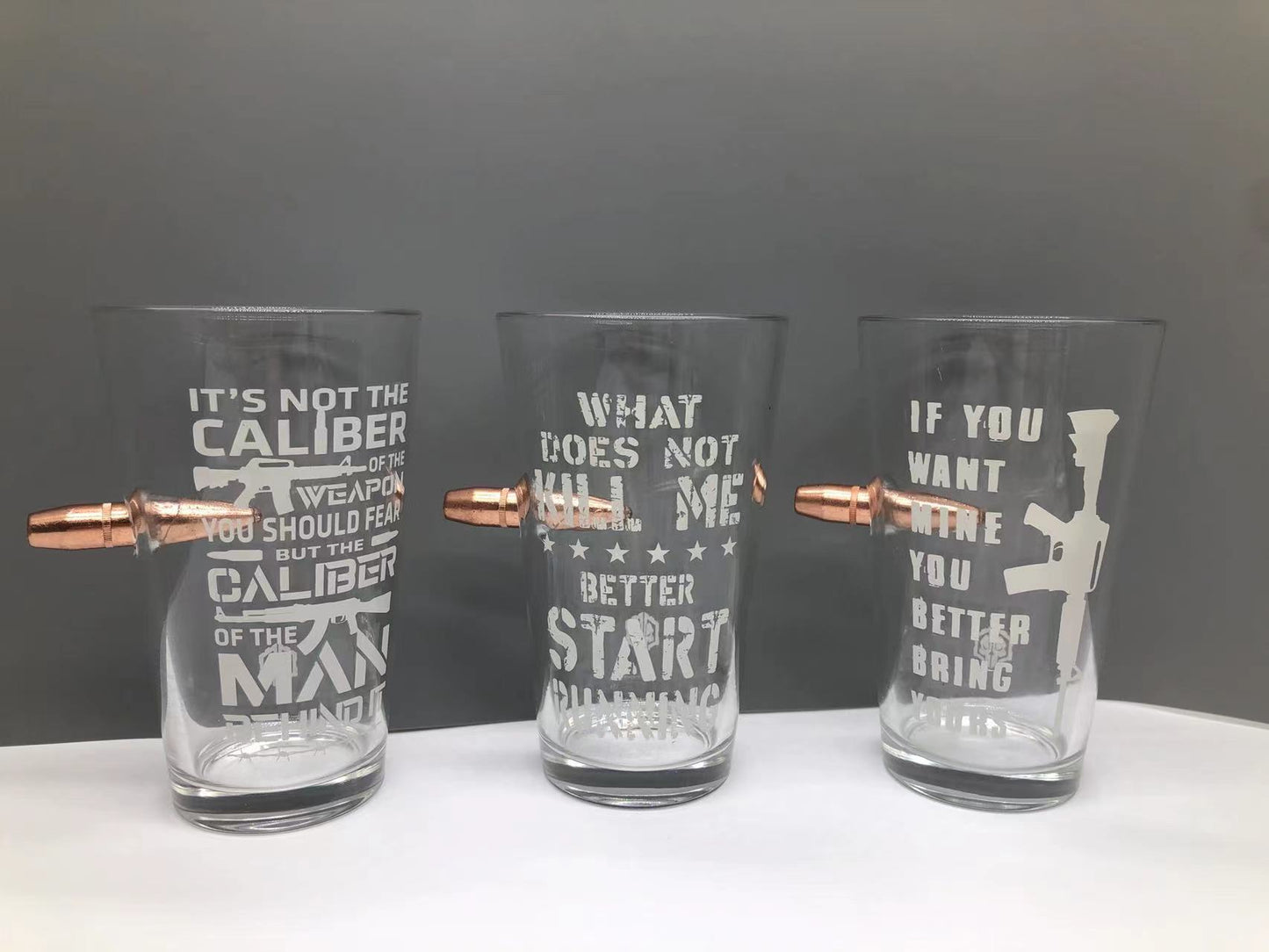 ITEM NUMBER 023151 TAC GEAR BULLET PINT GLASS 6 PIECES PER DISPLAY