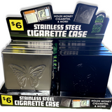WHOLESALE STAINLESS CIGARETTE CASE 8 PIECES PER DISPLAY 40349