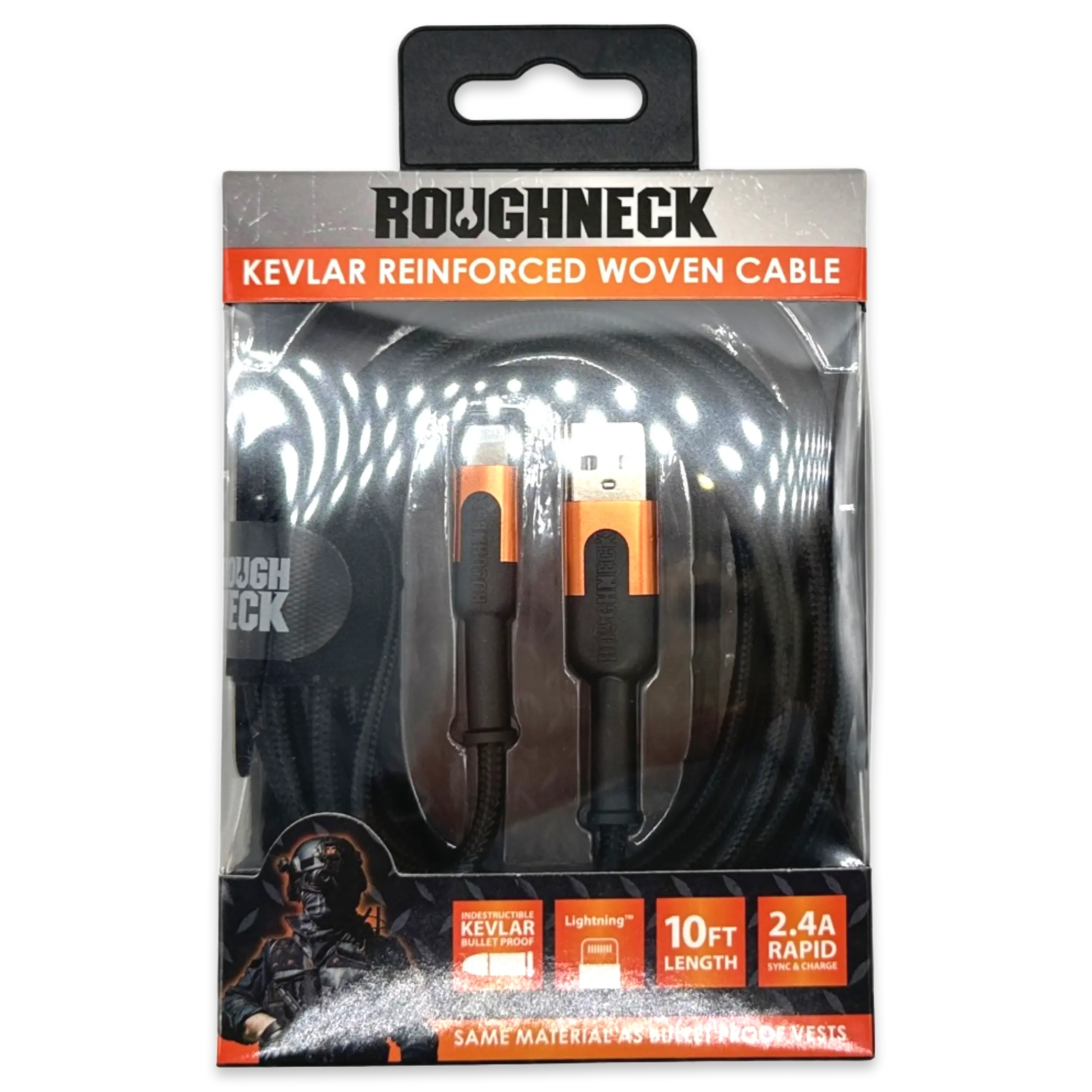 Charging Cable Roughneck Cloth Assortment 10FT 2.4 Amp - 6 Pieces Per Retail Ready Display 88460 ROUGHNECK